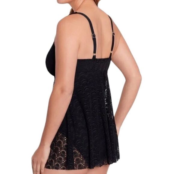 SWIM SOLUTIONS Women's Tummy-Control Flyaway Swimdress, swimwear onesuit - Picture 10 of 13